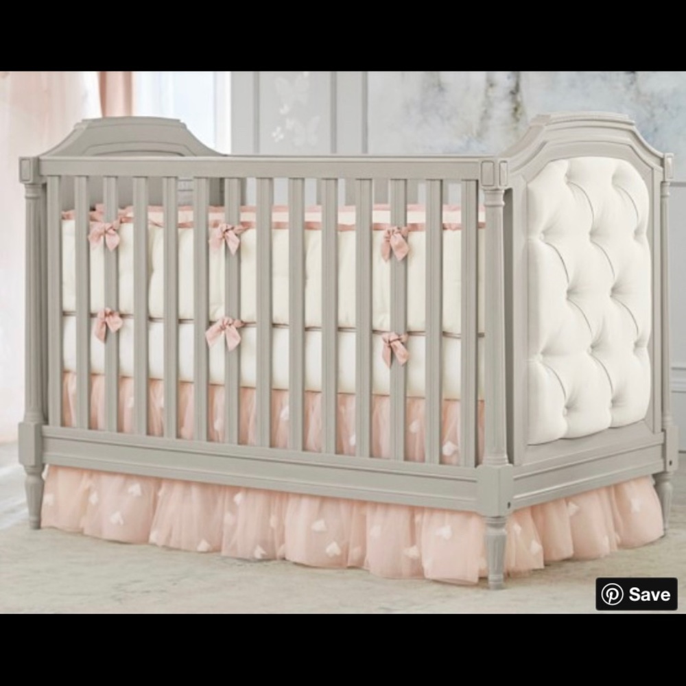 Pottery Barn crib skirt and bumper
